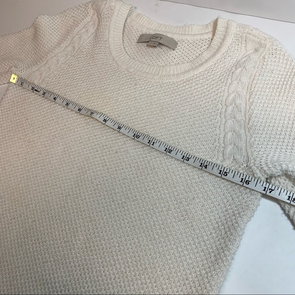 Loft Sweater Ivory White Open Cable Knit - Picture 9 of 11